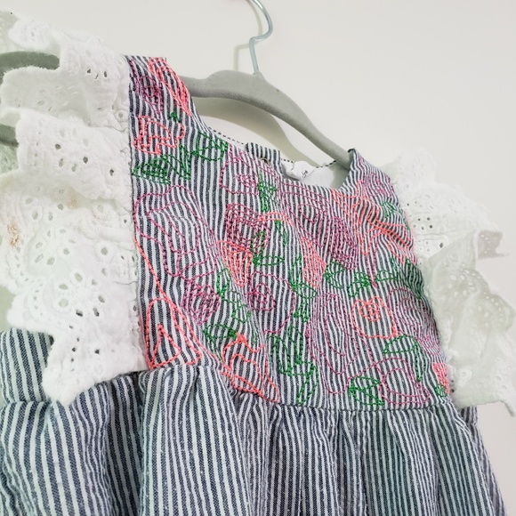 EGG Baby Seersucker Striped Ruffle Accent Onesie - Picture 2 of 10